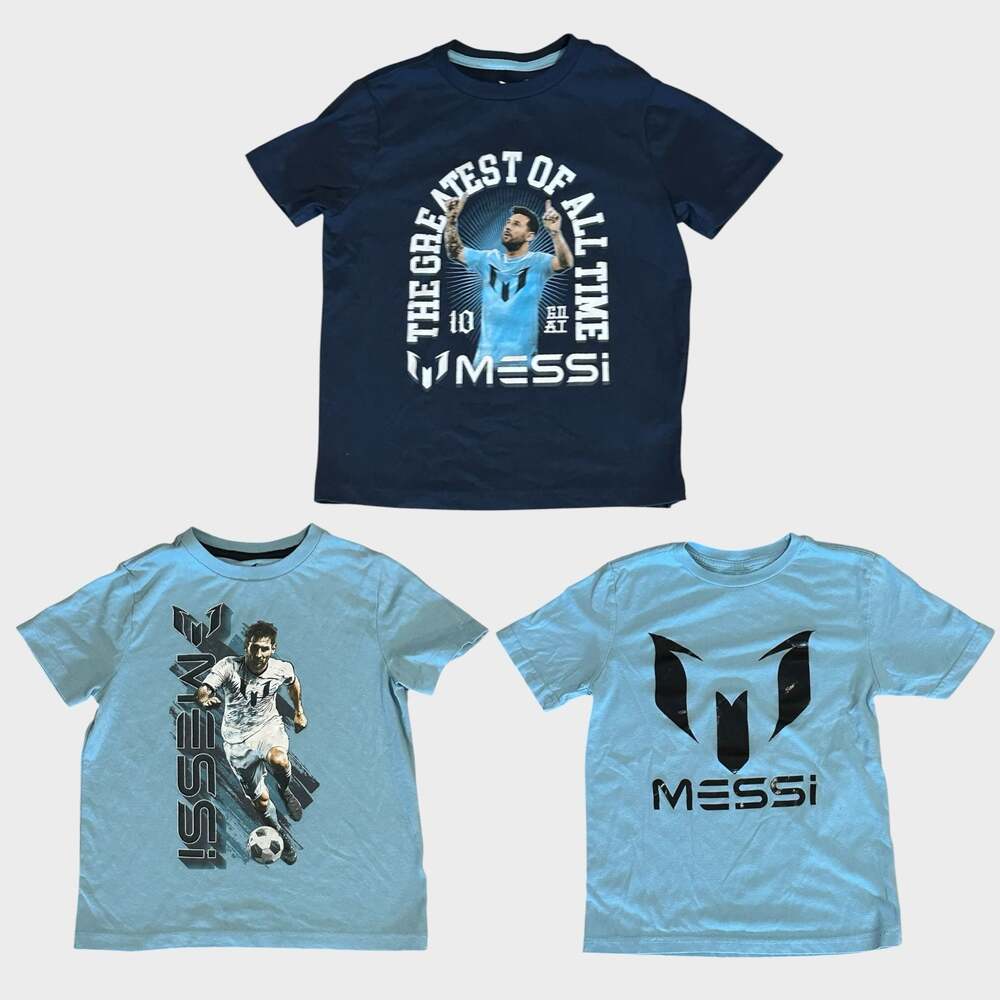 Messi Collection Boys Futbol Soccer Graphic T-Shirt Bundle Size S (6-7)
